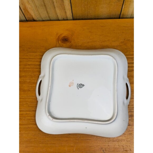 RM Bavaria Porcelain Square Serving Plate With Purple & White Rose Design - Picture 5 of 6